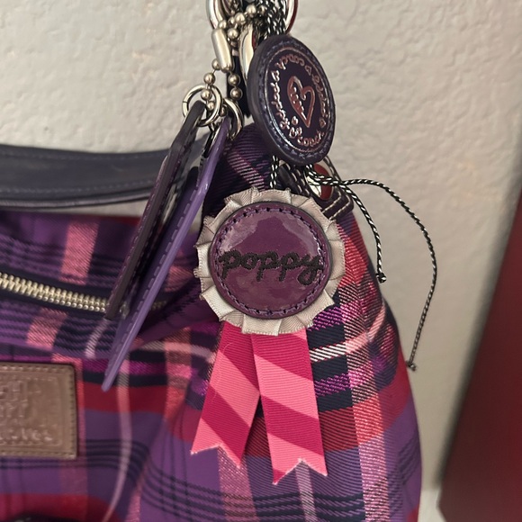 Coach Poppy Tartan Purple and Pink Plaid Shoulder Bag NWOT - Picture 3 of 9